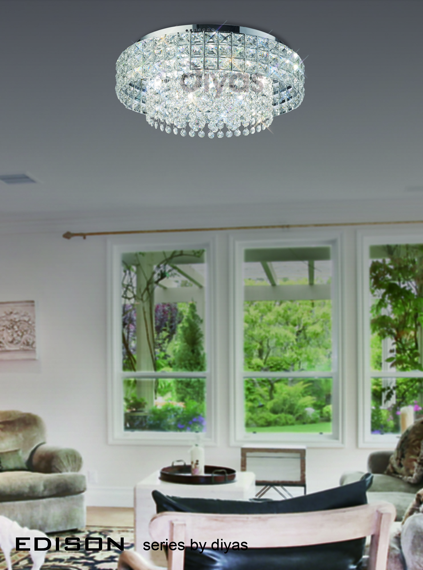 Edison Crystal Ceiling Lights Diyas Flush Crystal Fittings Edison Crystal Ceiling Lights Diyas Flush Crystal Fittings